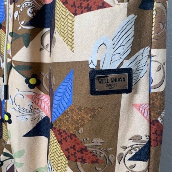 PRICE DROP! Well Known Studios Patchwork Joggers Pinwheels Swan Floral Size S - Picture 4 of 4